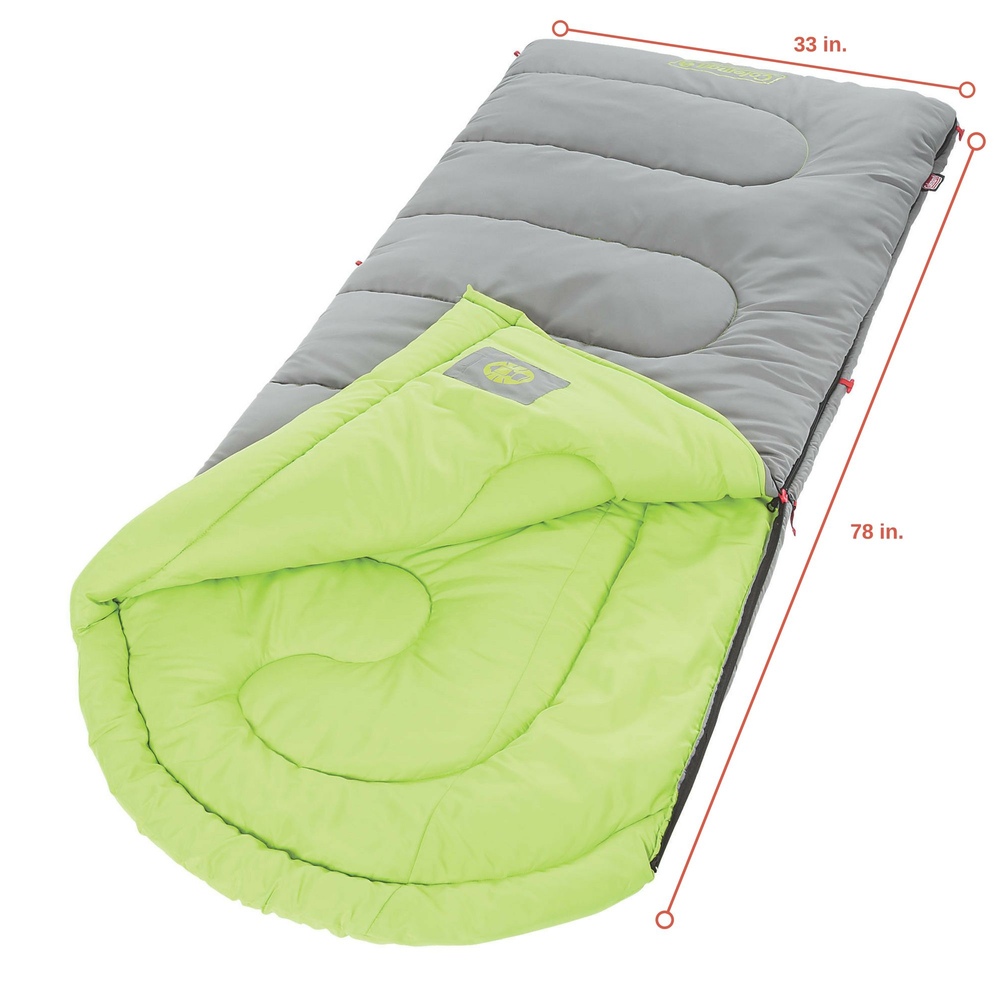 Coleman - Dexter Point™ Regular Cool Weather Sleeping Bag, Gray/Lime