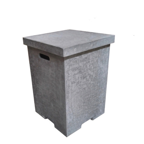 Elementi - Square Tank Cover W/removable Lid - Textured Finish - Light Gray
