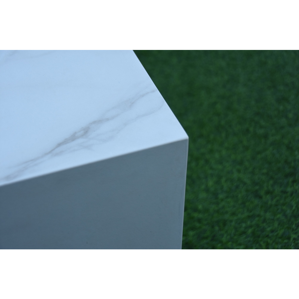 Elementi Plus - Carrara Porcelain Fire Table - White Rectangle - NG