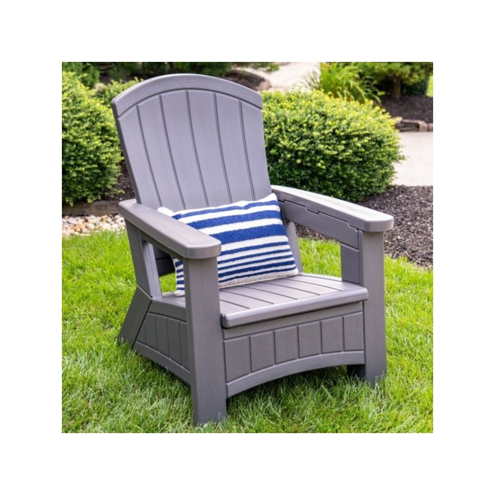 Suncast - Adirondack Chair w/Storage - Peppercorn