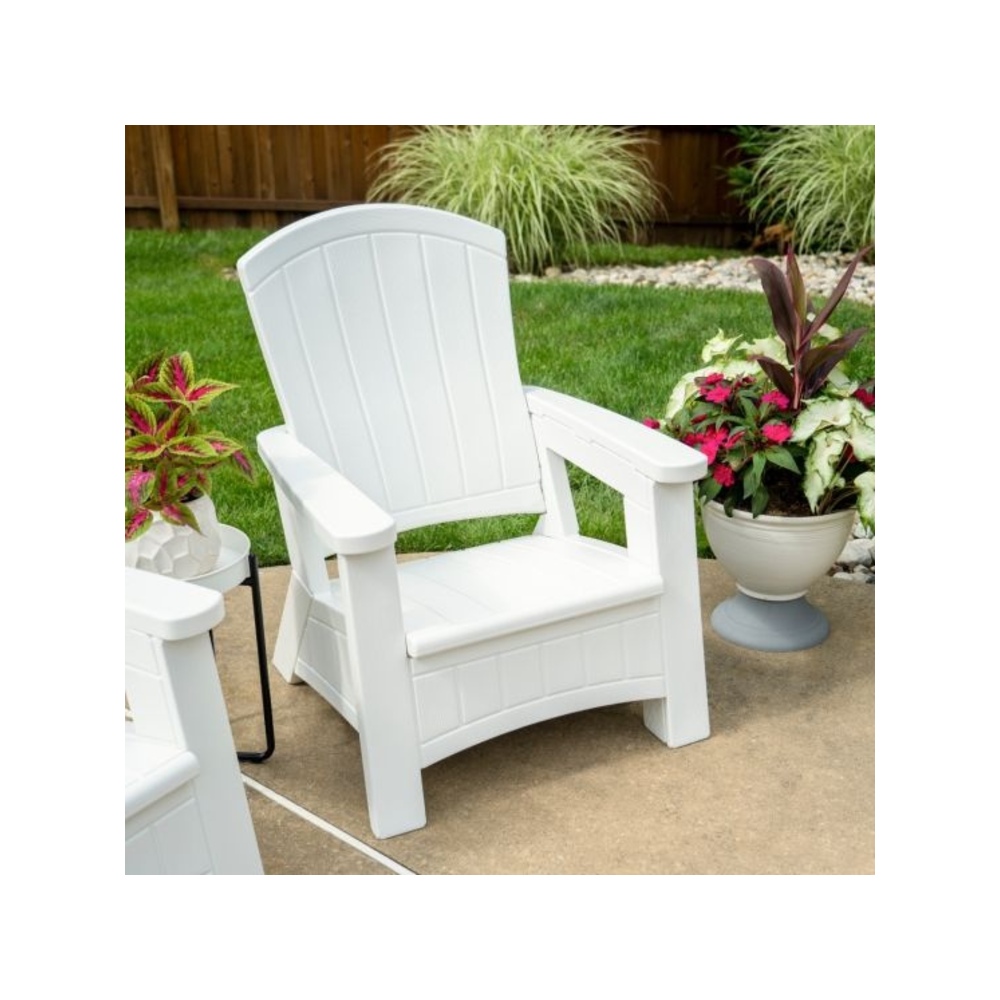 Suncast - Adirondack Chair w/Storage - White