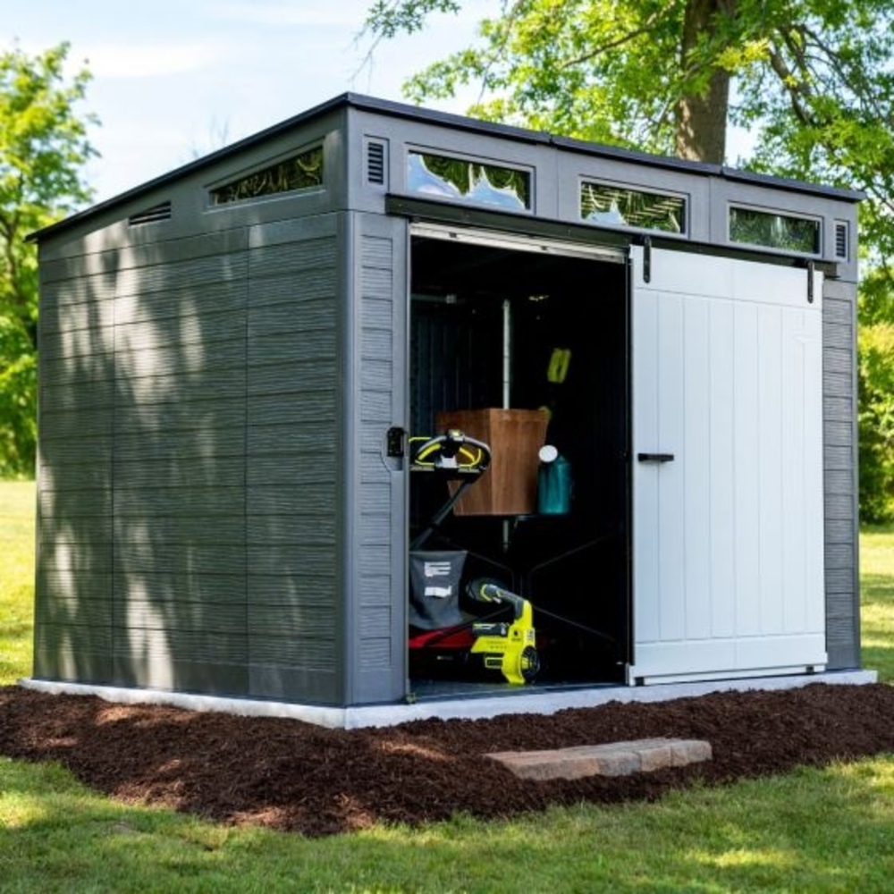 Suncast - Modernist® Barn Door 10' X 7' Storage Shed - Peppercorn