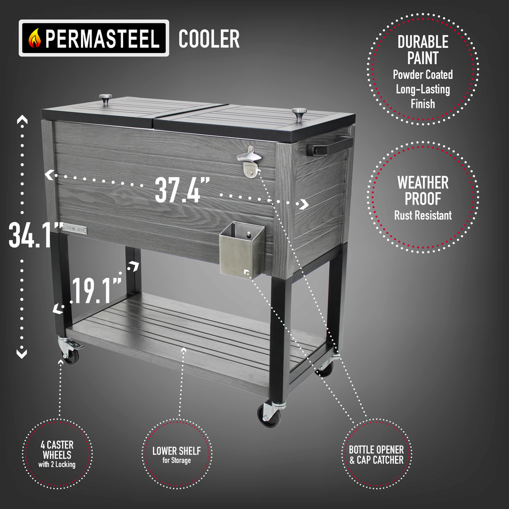 Permasteel - 80qt Furniture Cooler - Gray