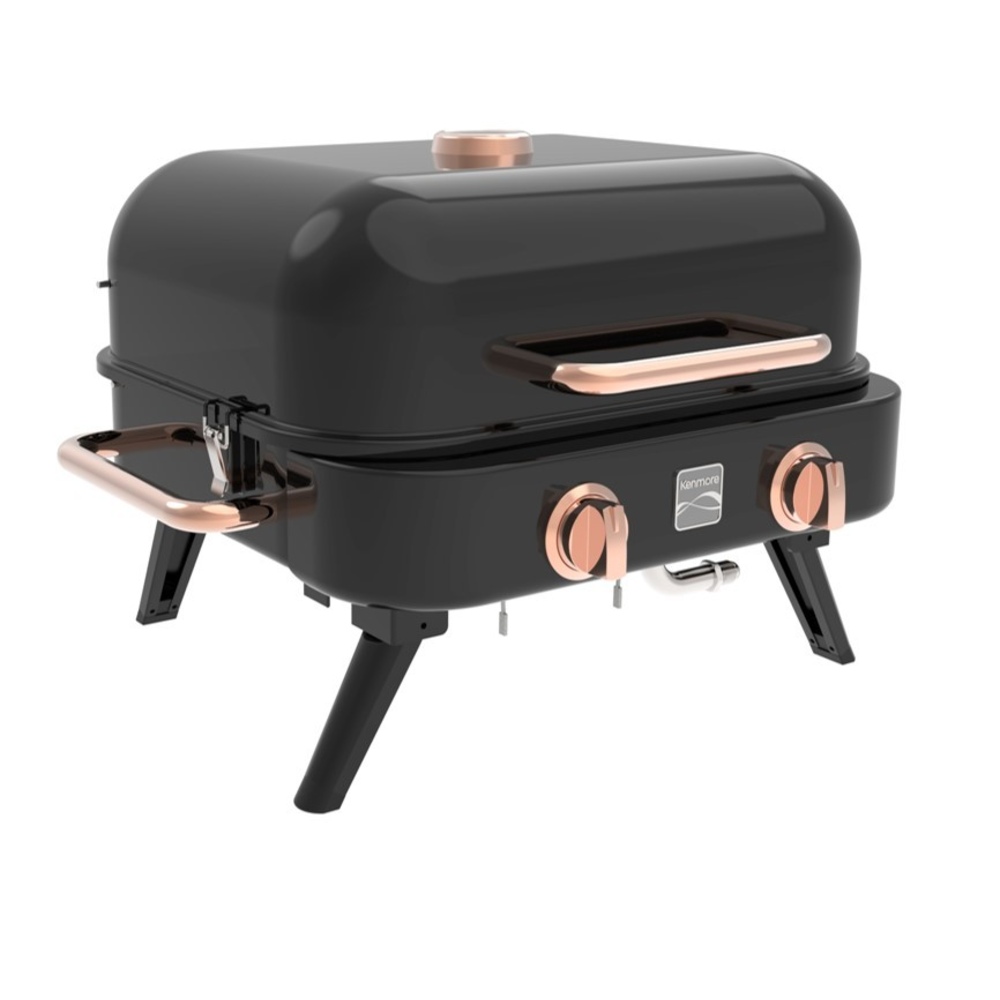 Barbecues Gas BBQ Kenmore 2 Burner Retro Tabletop Gas Grill Black copper