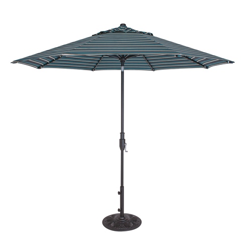 Treasure Garden - 7.5' Market Umbrella - Black Frame W/navy Stripe Fabric