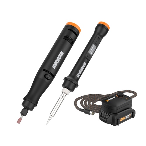 Worx - 20v Makerx Rotary Tool And Wood & Metal Crafter Kit With Accessories
