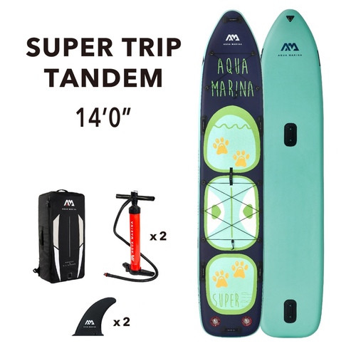 Aqua Marina - SUPER TRIP 14' Tandem Family Inflatable Stand Up Paddle Board (iSup)