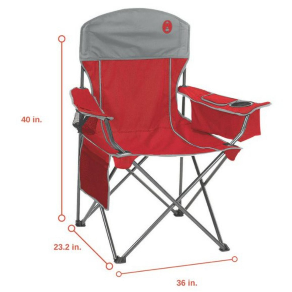 Coleman - Quad Chair With Cooler - Red/gray