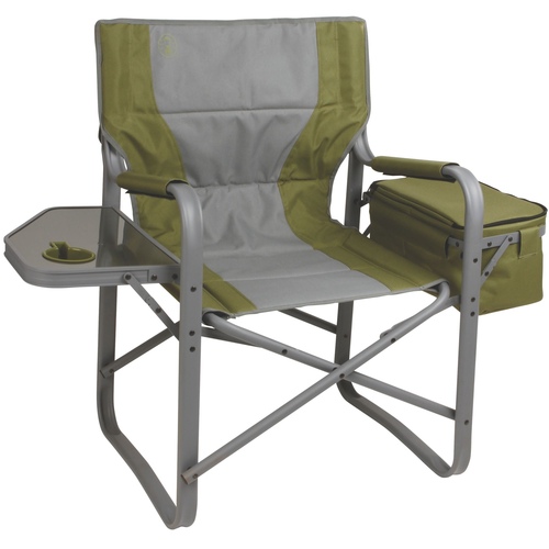 Coleman - Xl Director's Chair With Side Table And 9 Can Soft Cooler - Green/gray
