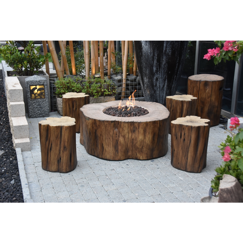 Elementi - Manchester Fire Table - Redwood - Ng