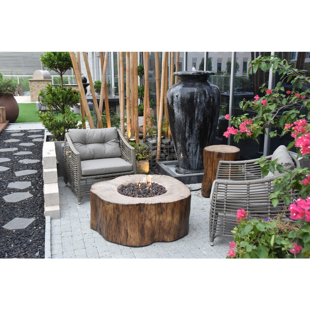 Elementi - Manchester Fire Table - Redwood - Ng