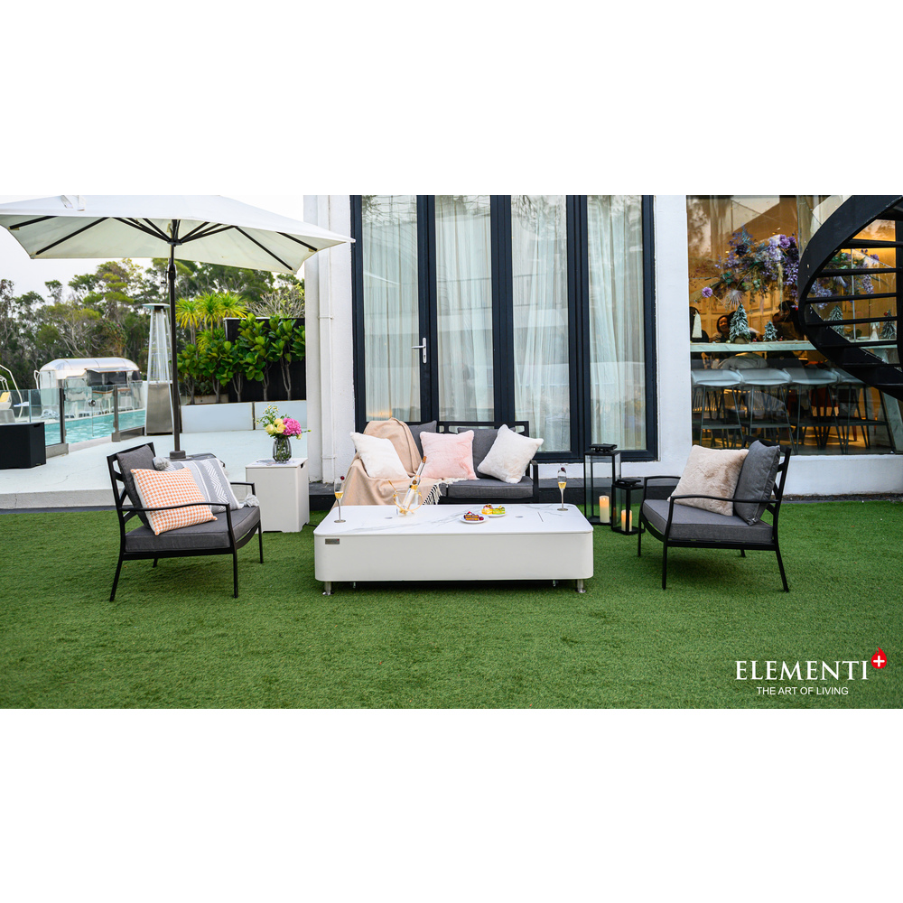 Elementi Plus - Athens Porcelain Top Fire Table - White Rectangle- Ng