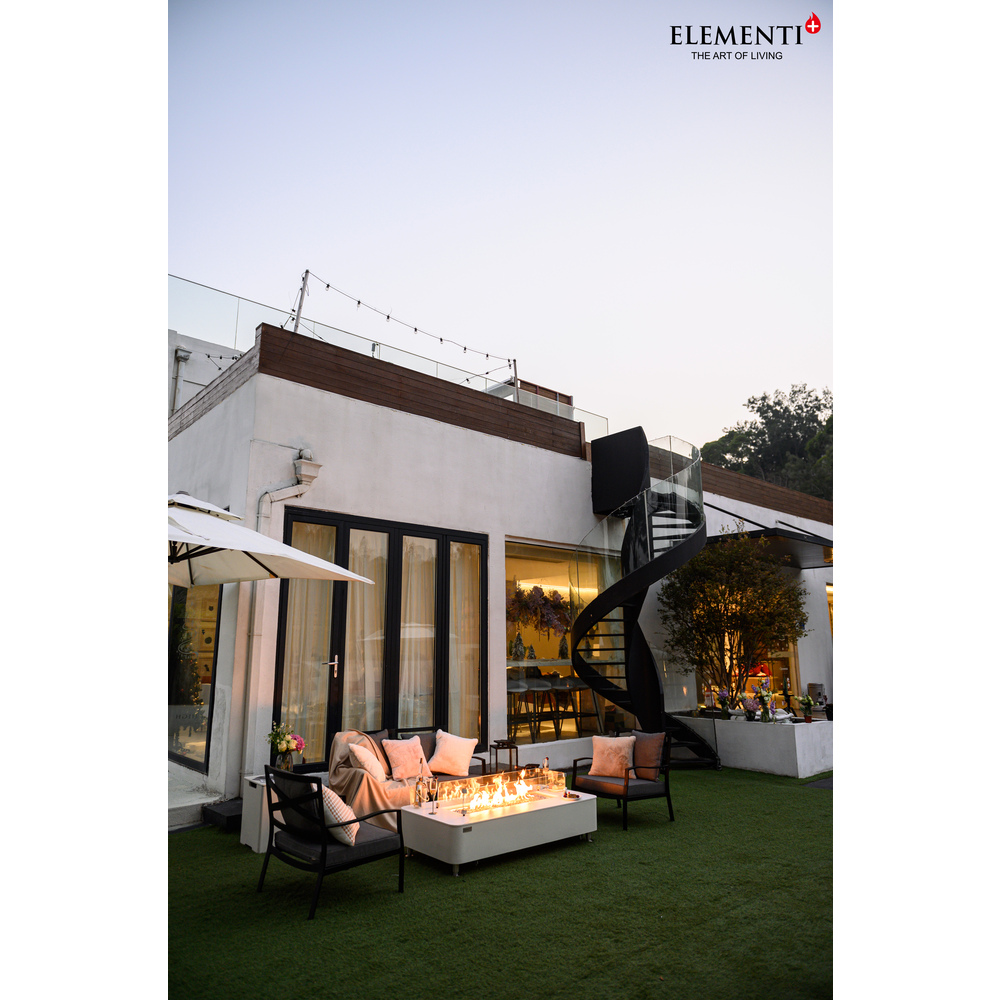 Elementi Plus - Athens Porcelain Top Fire Table - White Rectangle- Ng