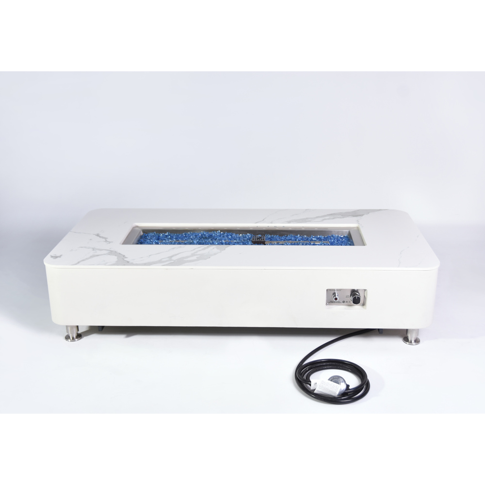 Elementi Plus - Athens Porcelain Top Fire Table - White Rectangle- Ng