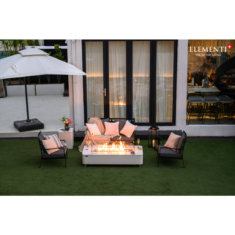 Elementi Plus - Athens Porcelain Top Fire Table - White Rectangle- Ng