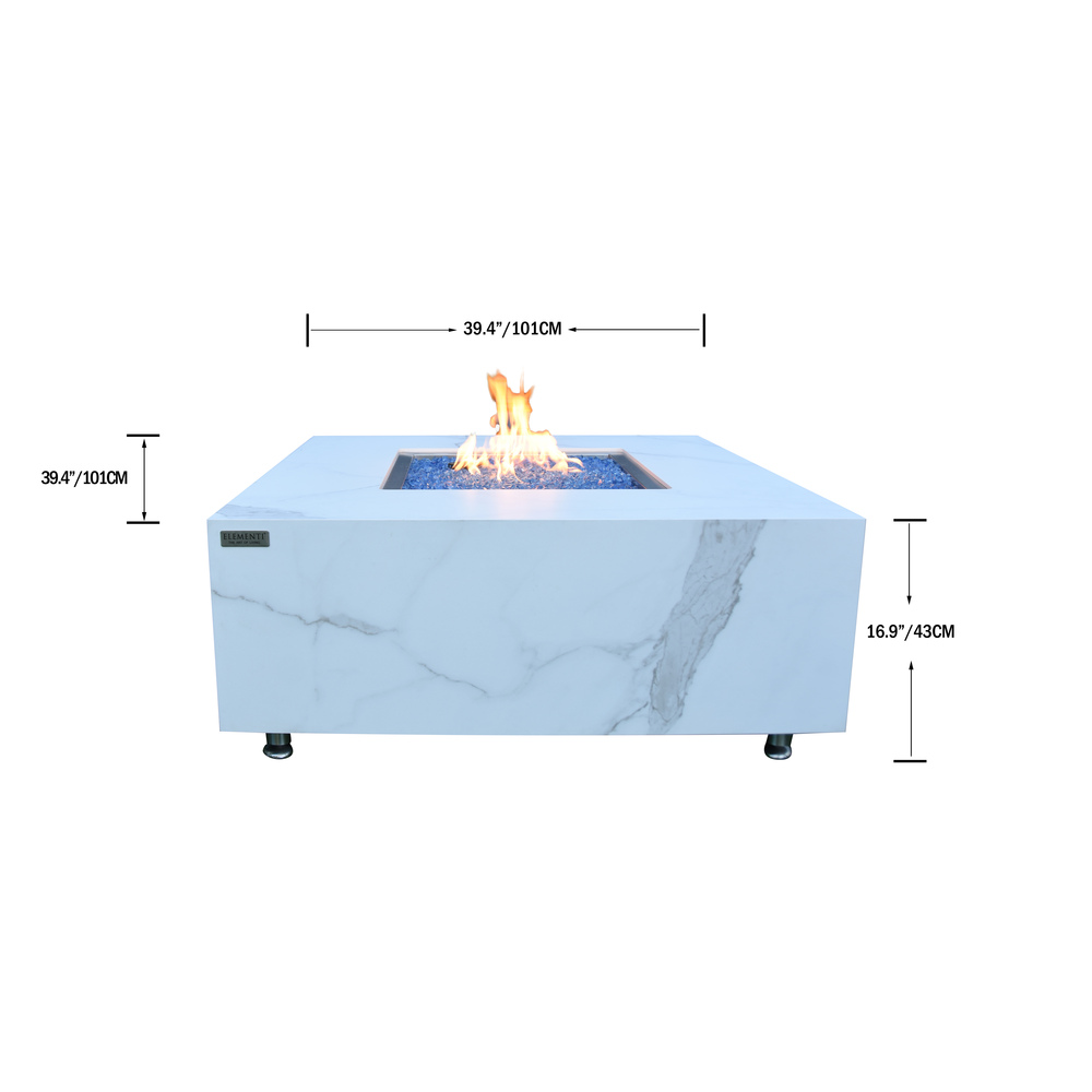 Elementi Plus - Bianco Porcelain Fire Table - White Square - Lp