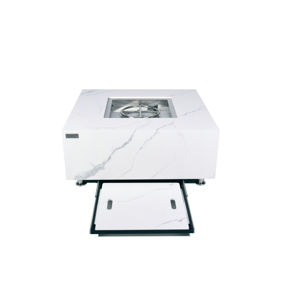 Elementi Plus - Bianco Porcelain Fire Table - White Square - Lp