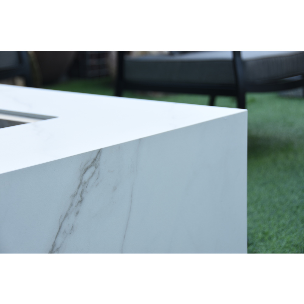 Elementi Plus - Bianco Porcelain Fire Table - White Square - Lp