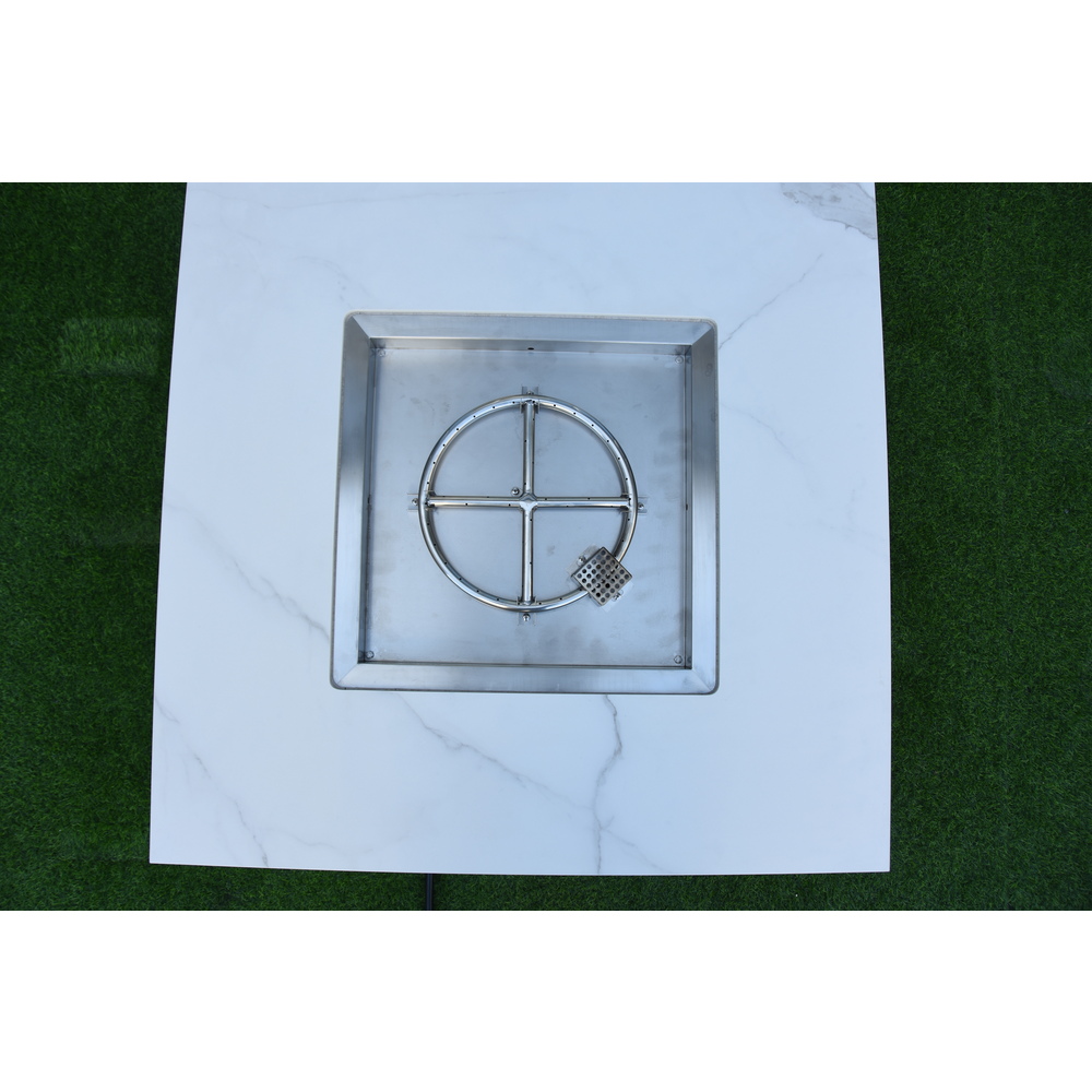 Elementi Plus - Bianco Porcelain Fire Table - White Square - Lp