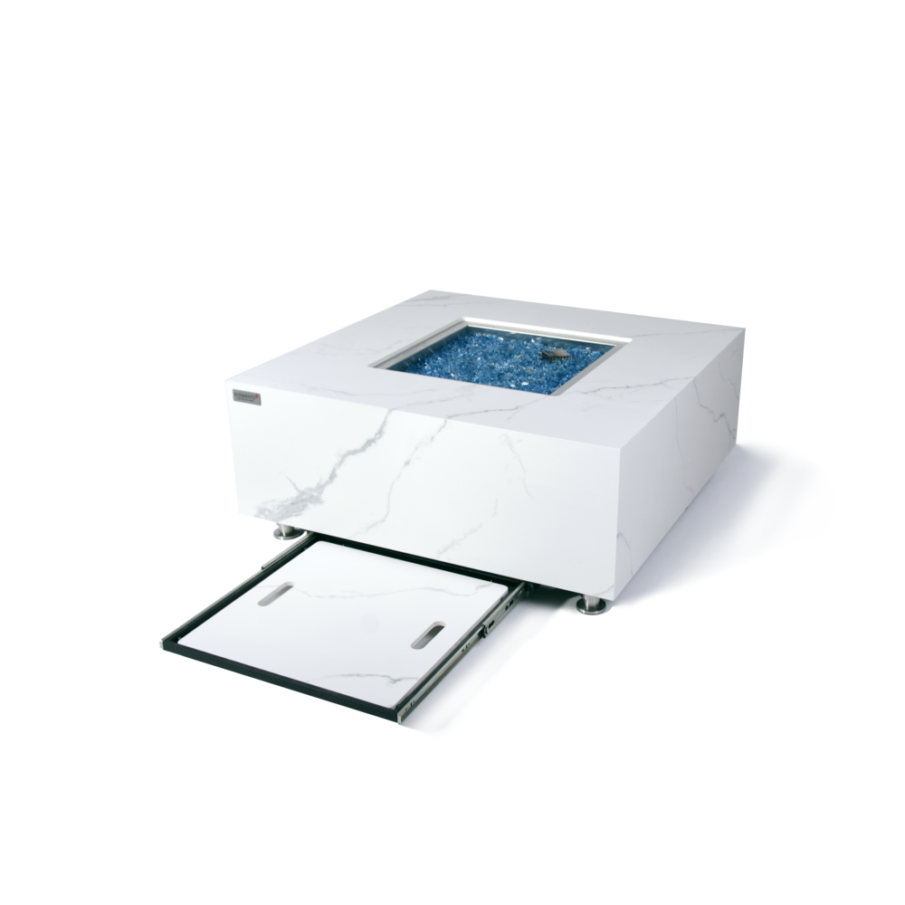 Elementi Plus - Bianco Porcelain Fire Table - White Square - Lp