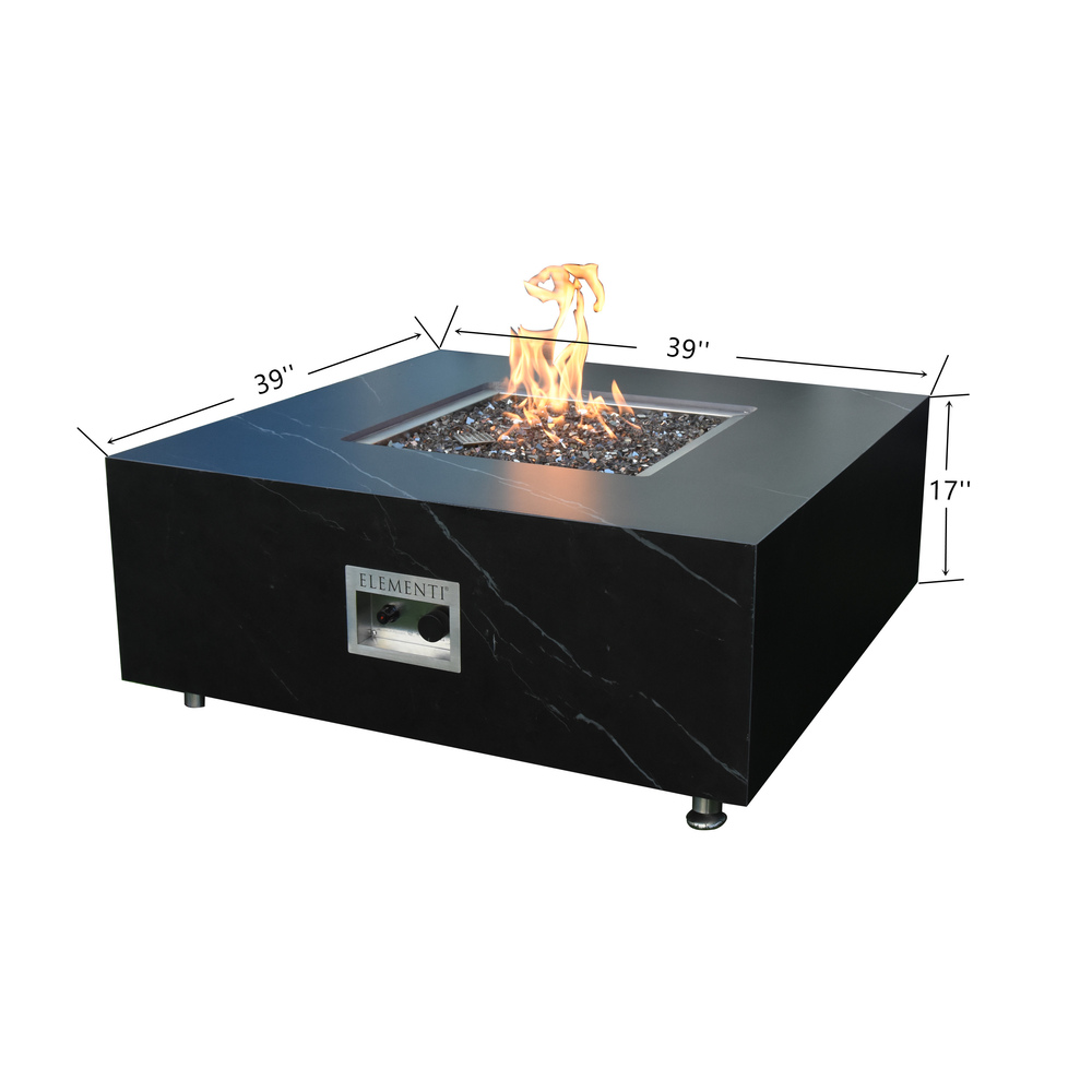 Elementi Plus - Sofia Porcelain Fire Table - Black Square - NG