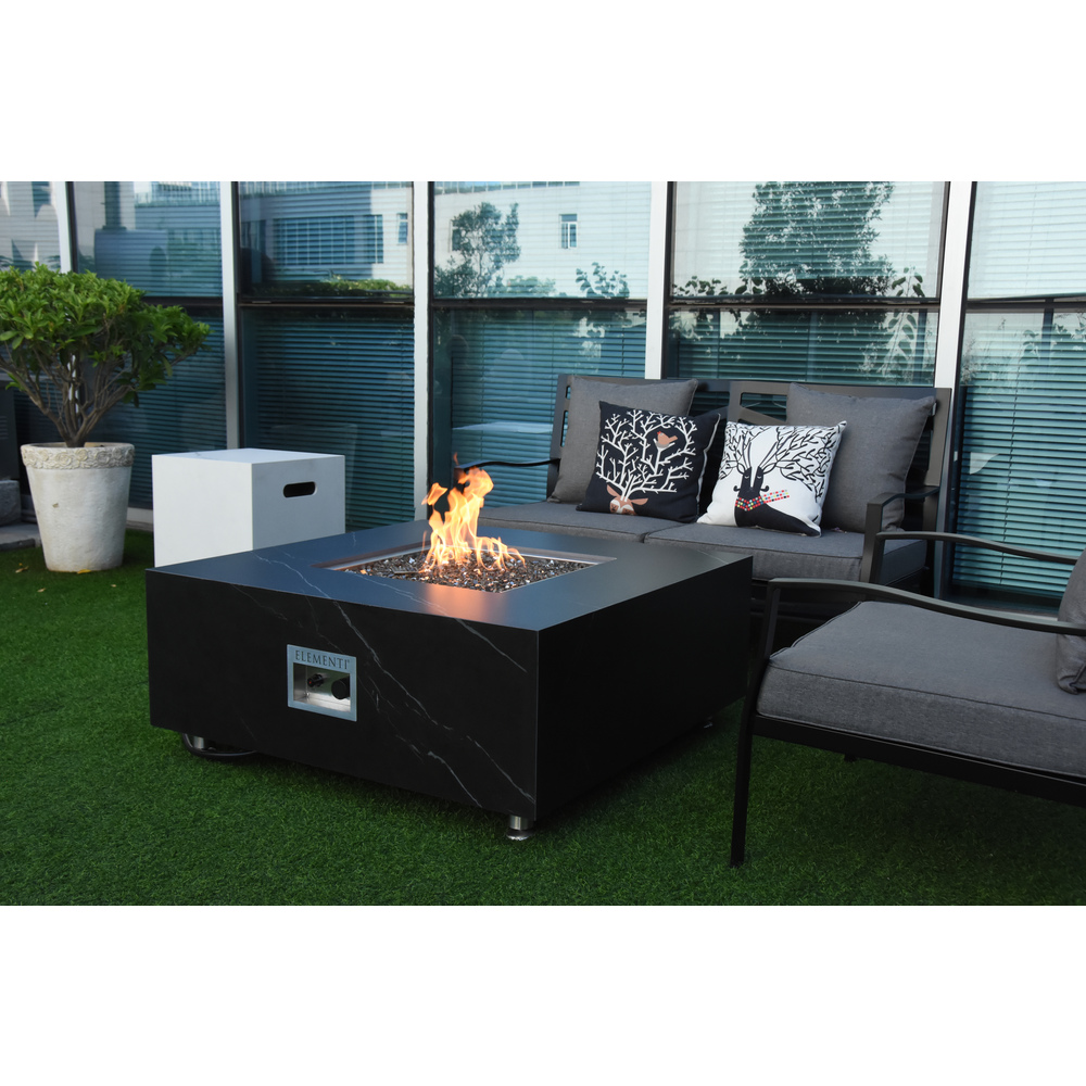 Elementi Plus - Sofia Porcelain Fire Table - Black Square - NG