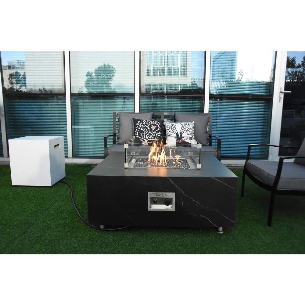 Elementi Plus - Sofia Porcelain Fire Table - Black Square - NG