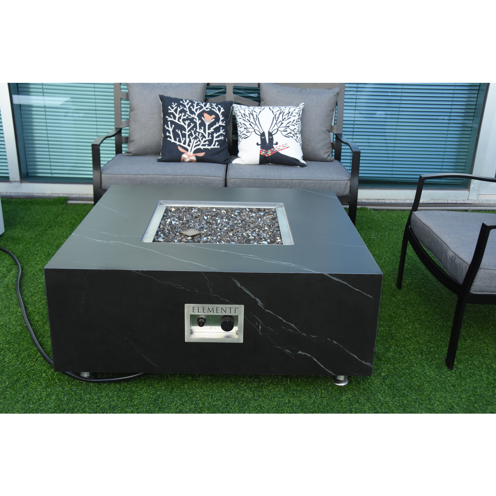 Elementi Plus - Sofia Porcelain Fire Table - Black Square - NG