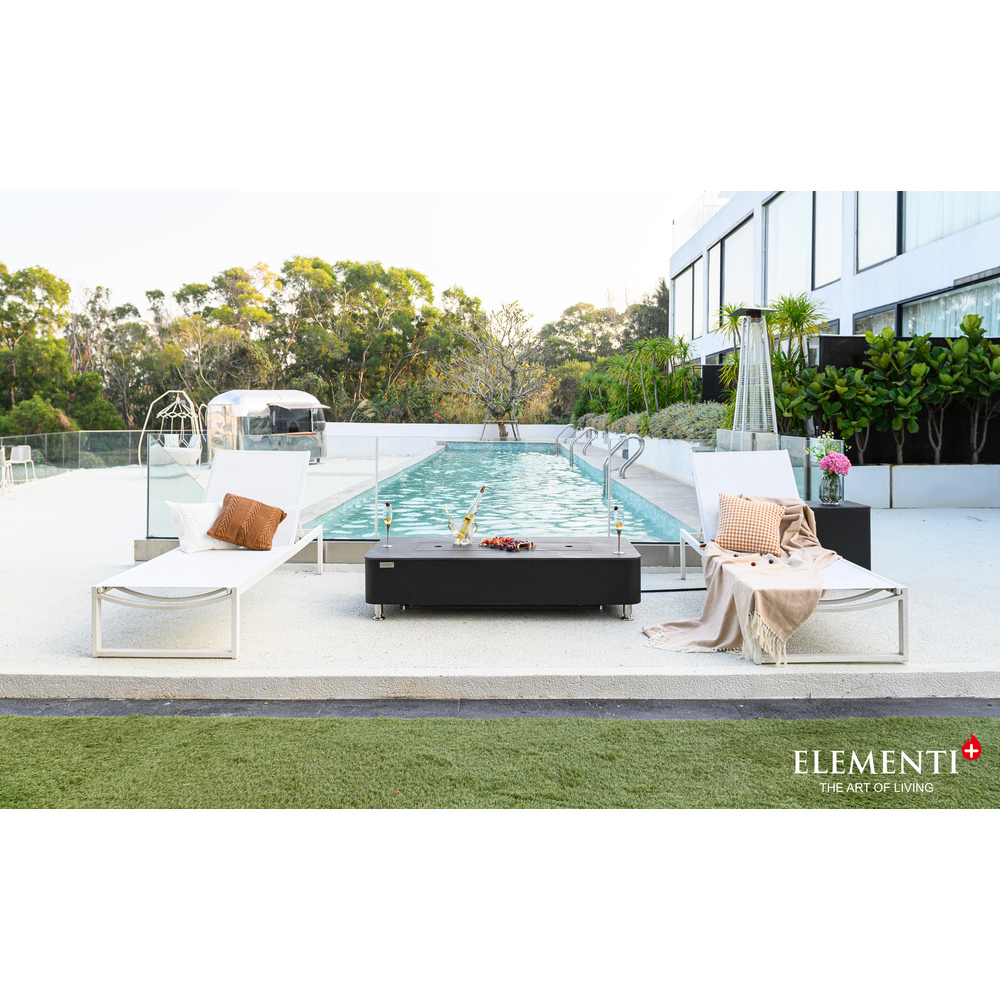 Elementi Plus - Valencia Porcelain Top Fire Table - Black Rectangle- NG