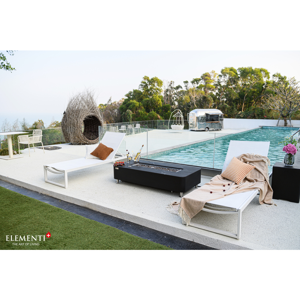 Elementi Plus - Valencia Porcelain Top Fire Table - Black Rectangle- NG