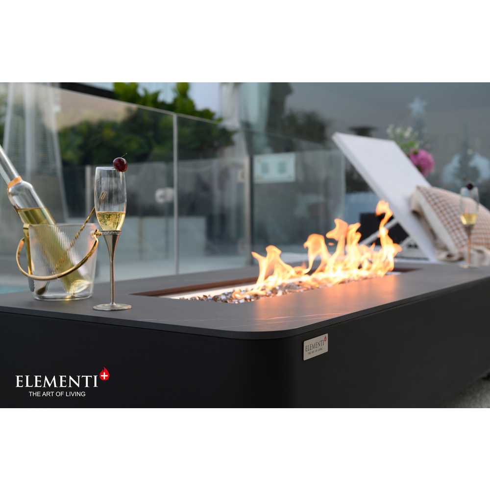 Elementi Plus - Valencia Porcelain Top Fire Table - Black Rectangle- Ng