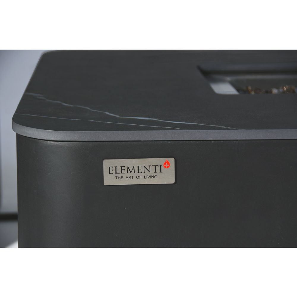 Elementi Plus - Valencia Porcelain Top Fire Table - Black Rectangle- Ng