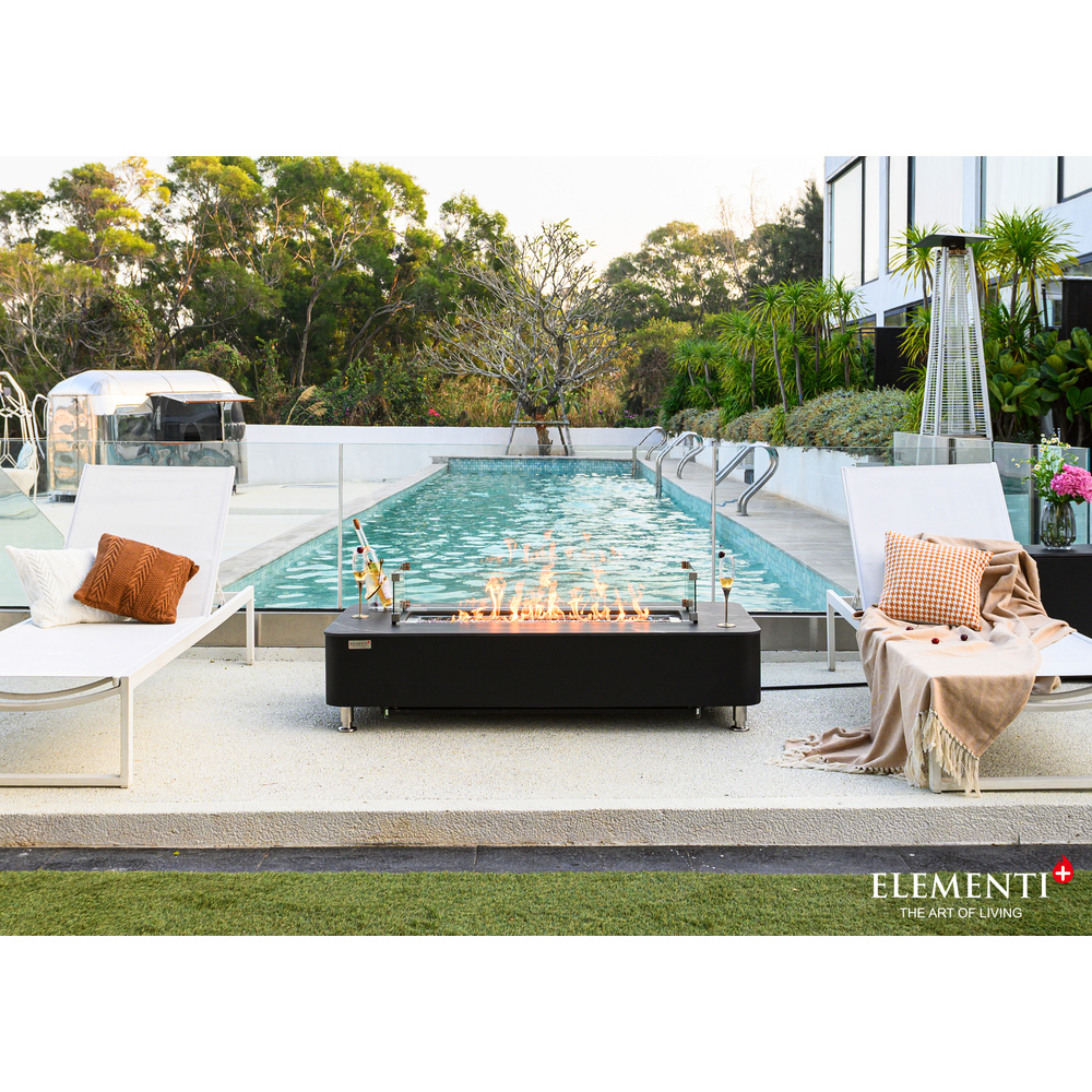 Elementi Plus - Valencia Porcelain Top Fire Table - Black Rectangle- Ng