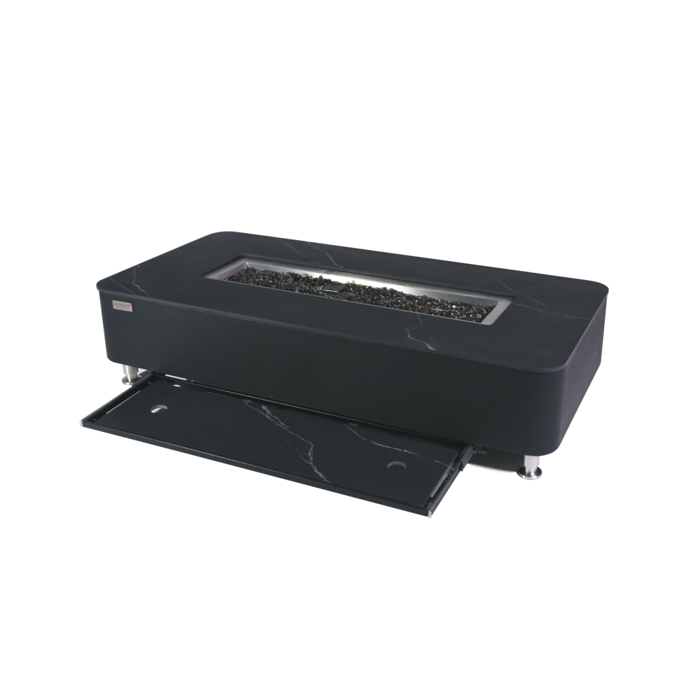 Elementi Plus - Valencia Porcelain Top Fire Table - Black Rectangle- Ng