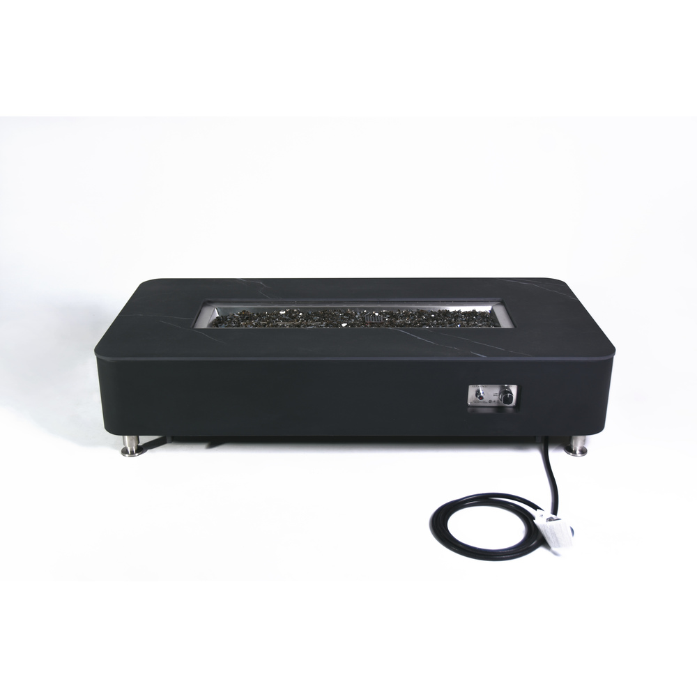 Elementi Plus - Valencia Porcelain Top Fire Table - Black Rectangle- Ng