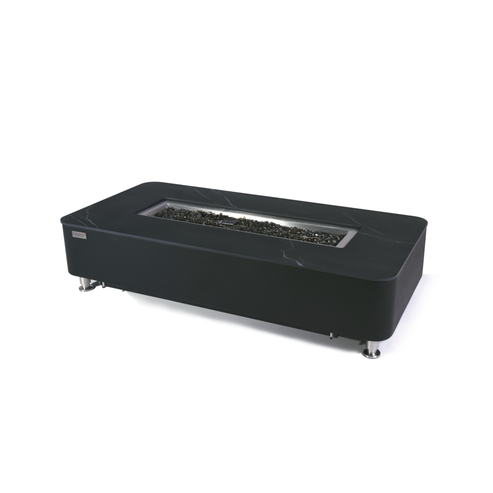 Elementi Plus - Valencia Porcelain Top Fire Table - Black Rectangle- Lp