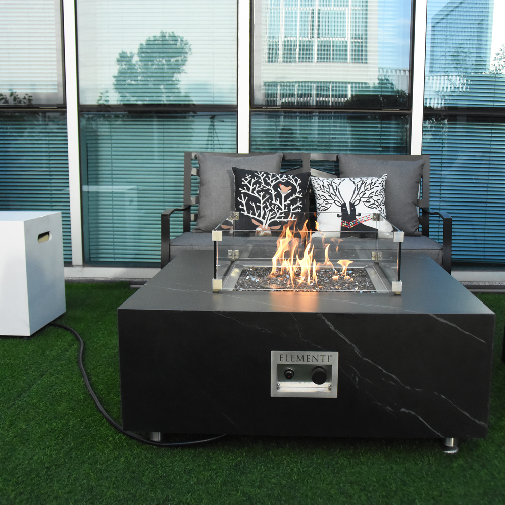 Elementi Plus - Sofia Porcelain Fire Table - Black Square - Lp