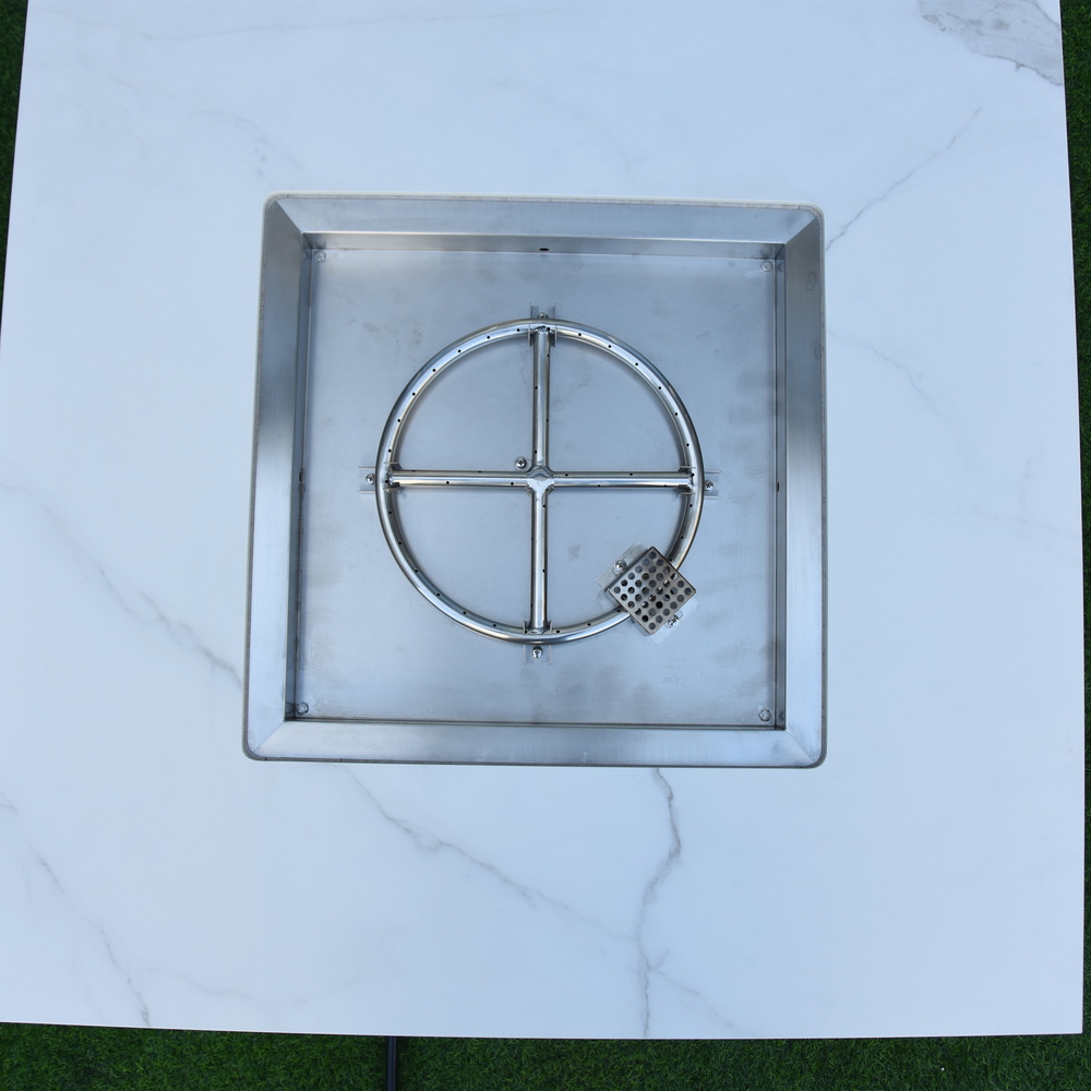Elementi Plus - Bianco Porcelain Fire Table - White Square - Lp