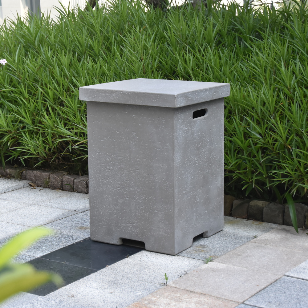 Elementi - Square Tank Cover W/removable Lid - Textured Finish - Light Gray