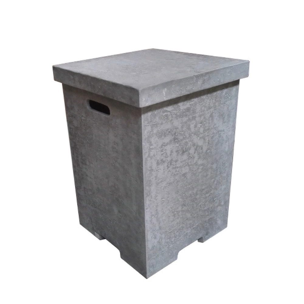 Elementi - Square Tank Cover W/removable Lid - Textured Finish - Light Gray