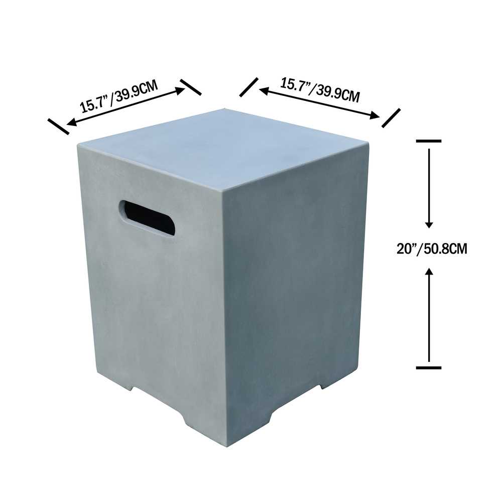 Elementi - Square Tank Cover -  Smooth Finish - Light Gray