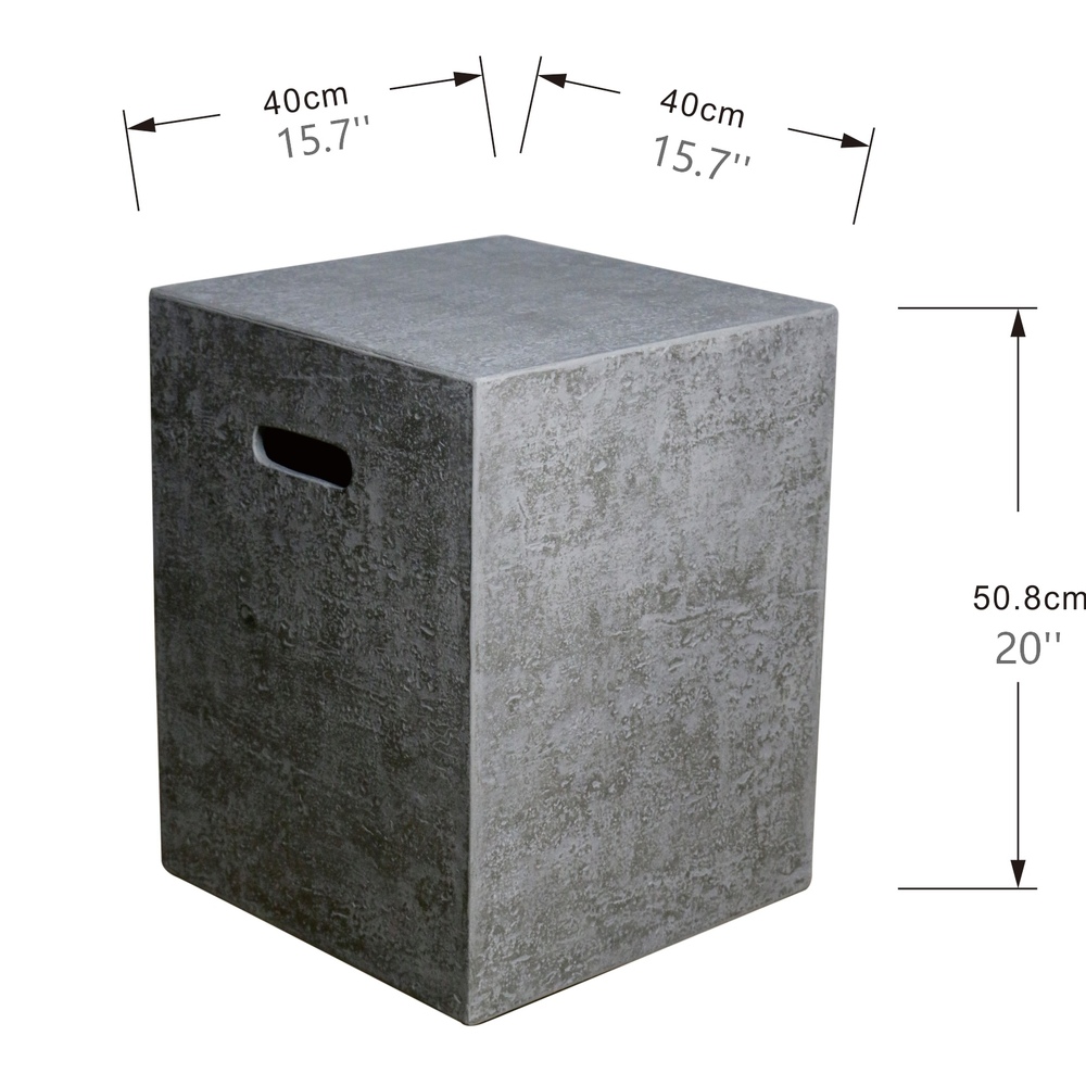 Elementi - Square Tank Cover - Textured Finish - Light Gray