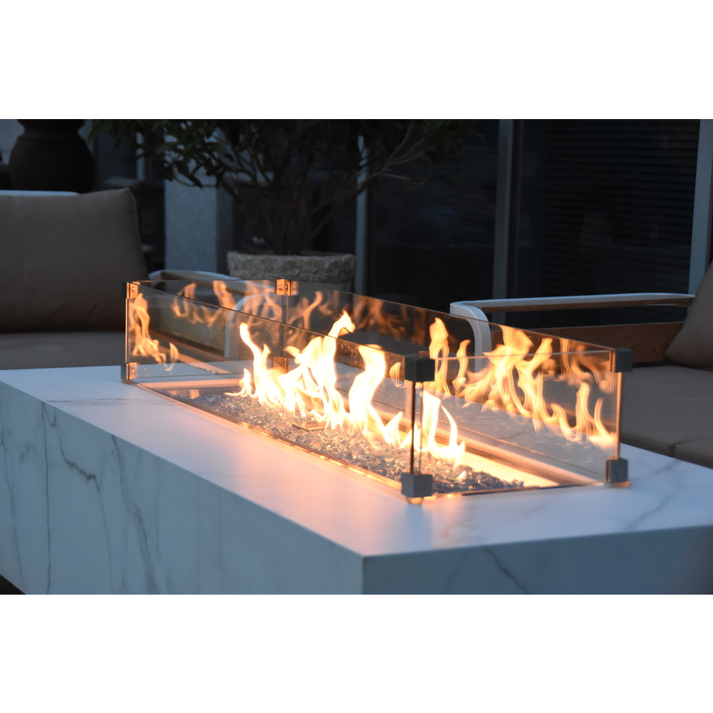 Elementi Plus - Carrara Porcelain Fire Table - White Rectangle - NG