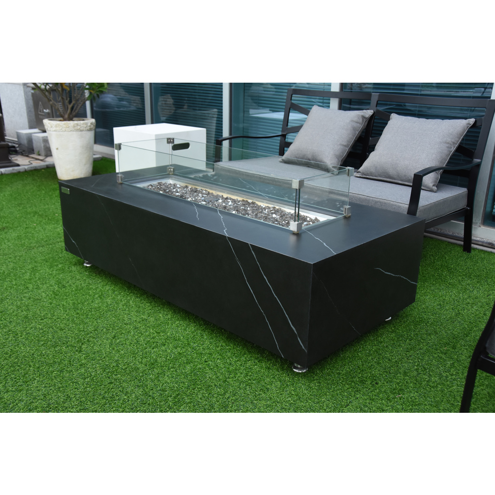 Elementi Plus - Varna Porcelain Fire Table - Black Rectangle - NG