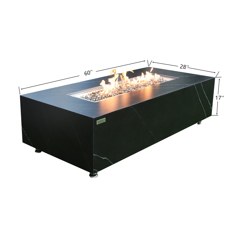 Elementi Plus - Varna Porcelain Fire Table - Black Rectangle - NG