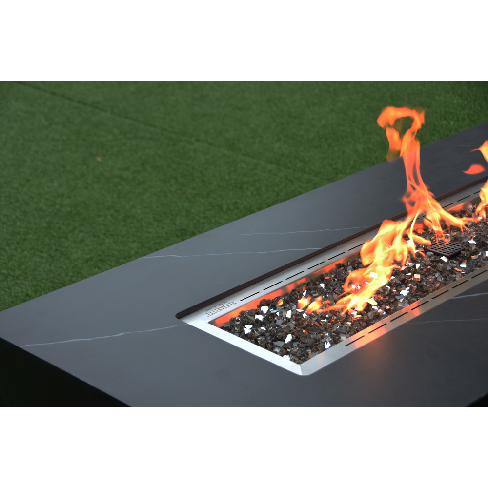 Elementi Plus - Varna Porcelain Fire Table - Black Rectangle - NG