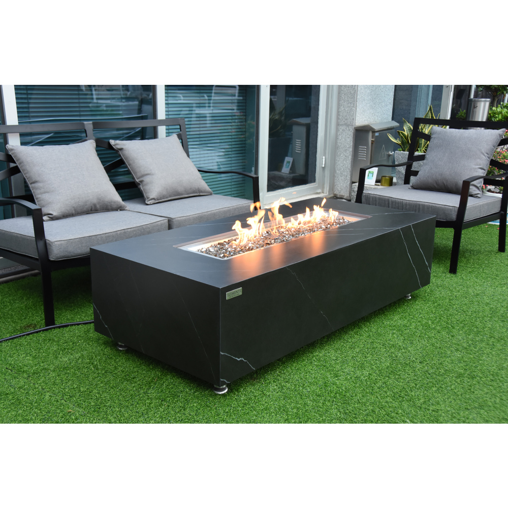 Elementi Plus - Varna Porcelain Fire Table - Black Rectangle - NG