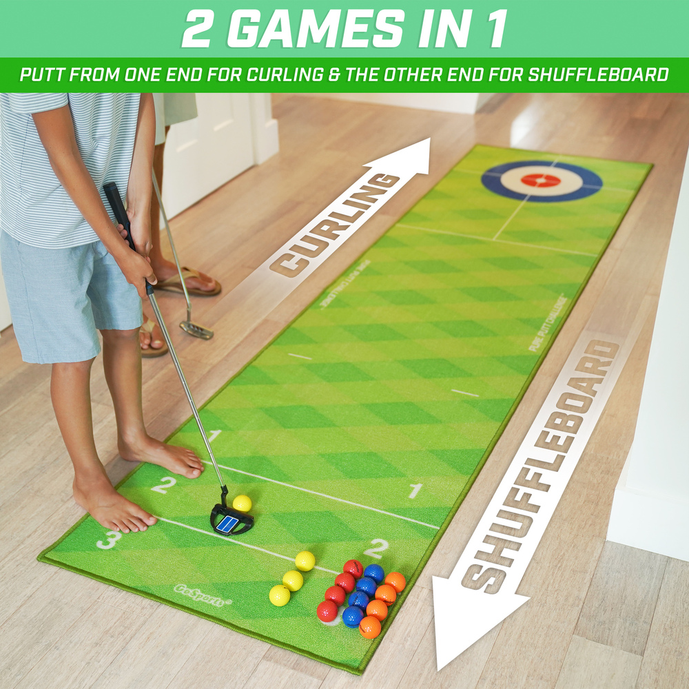 GoSports - Pure Putt Challenge Curling & Shuffleboard 2-in-1 Game