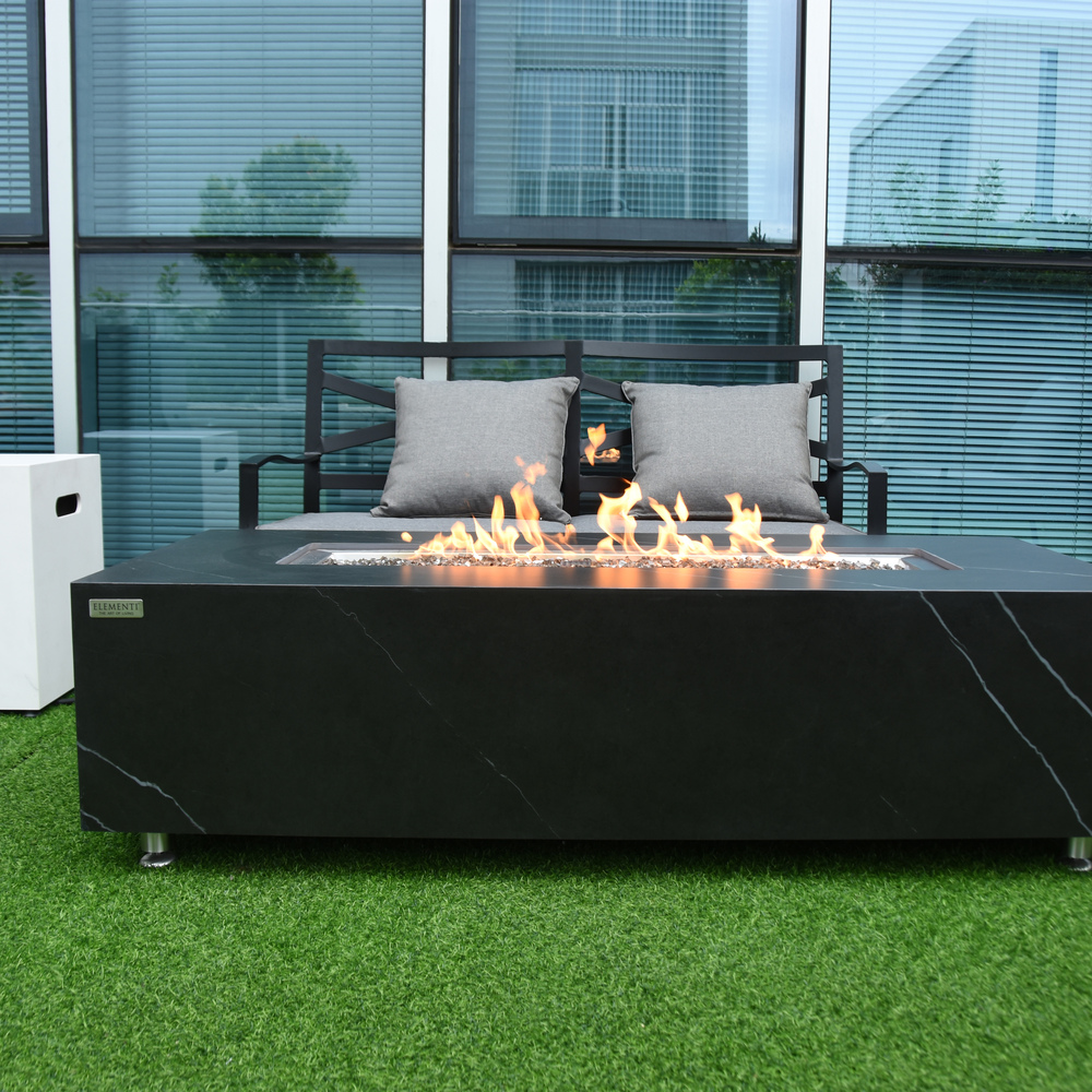 Elementi Plus - Varna Porcelain Fire Table - Black Rectangle - LP