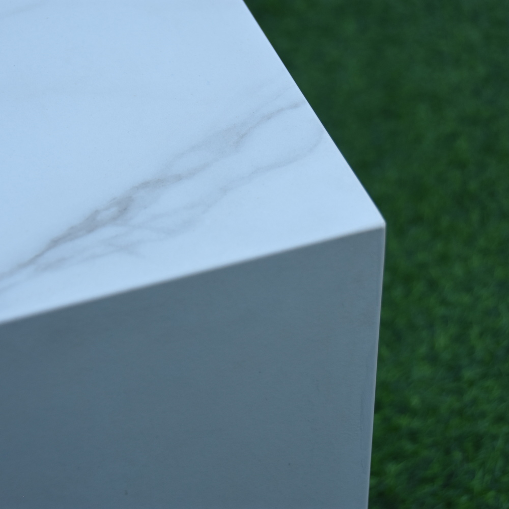 Elementi Plus - Carrara Porcelain Fire Table - White Rectangle - LP